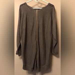 Gray Zip-Up Cardigan